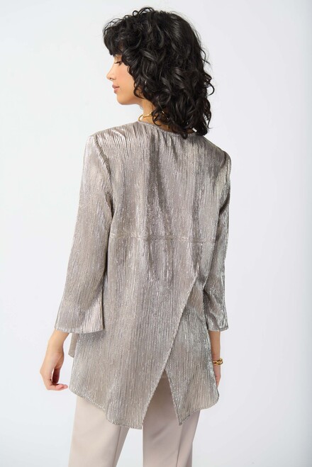 Shiny Texture Zip Front Tunic Style 241237. Champagne/gold. 2