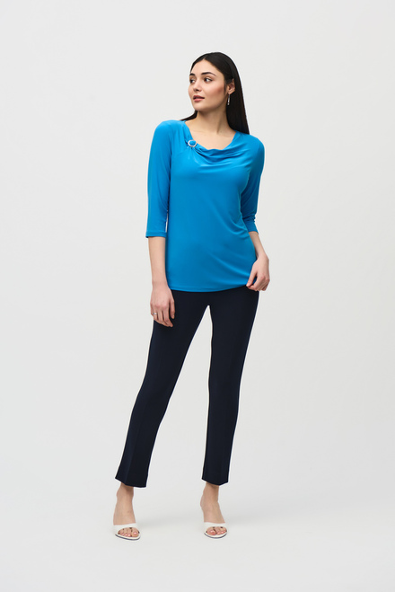 Loop Detail Neckline Top Style 241241. French Blue. 2