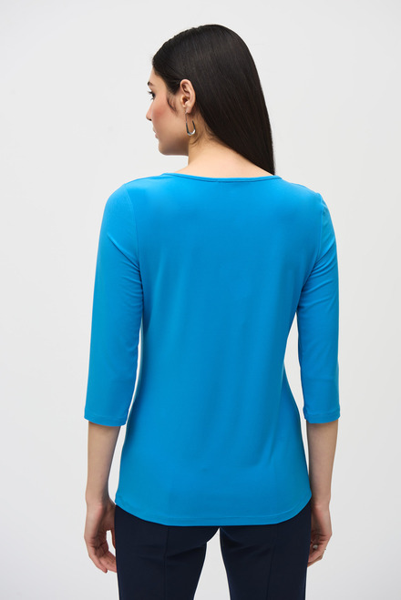 Loop Detail Neckline Top Style 241241. French Blue. 3