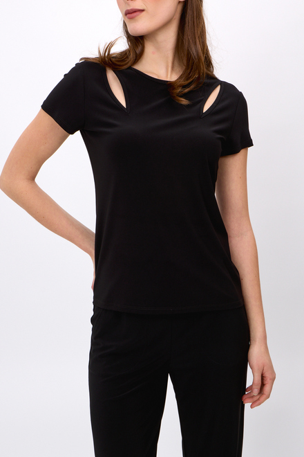 Split Shoulder T-Shirt Style 241245. Black. 3