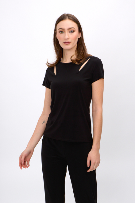 Split Shoulder T-Shirt Style 241245. Black. 4