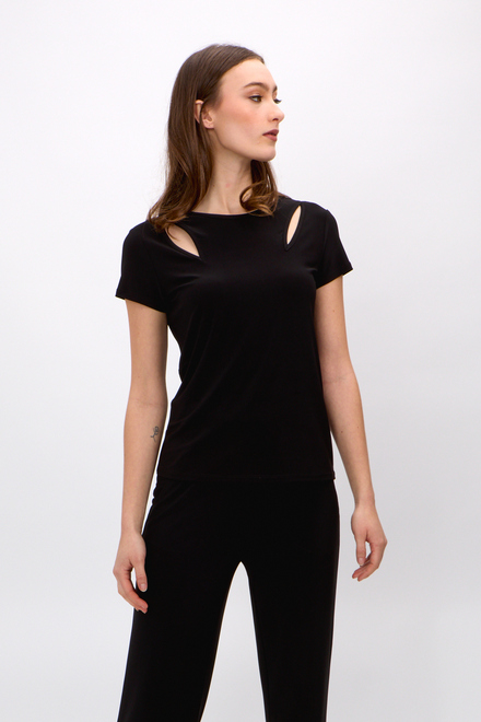 Split Shoulder T-Shirt Style 241245. Black