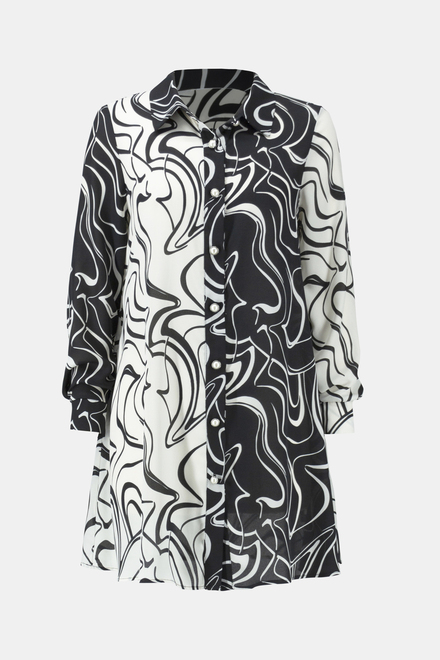 Abstract Print Long Sleeve Blouse Style 241250. Vanilla/black. 6