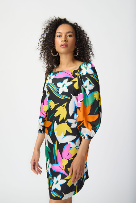 Multi-Coloured Floral Print Dress Style 241251. Black/multi. 6
