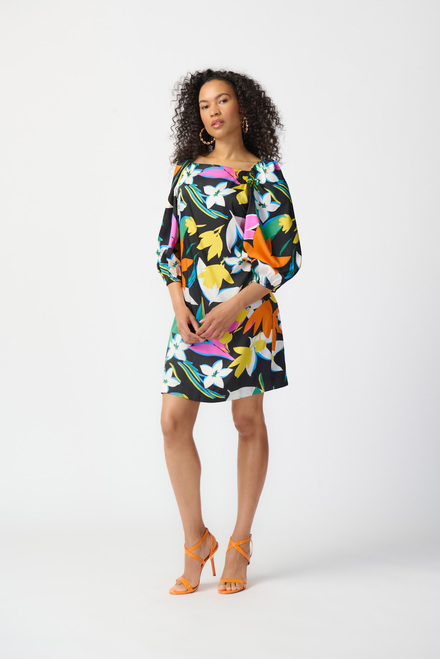 Multi-Coloured Floral Print Dress Style 241251. Black/multi. 3