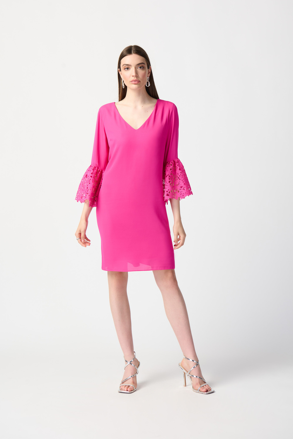 Ruffle & Lace Dress Style 241252. Ultra Pink