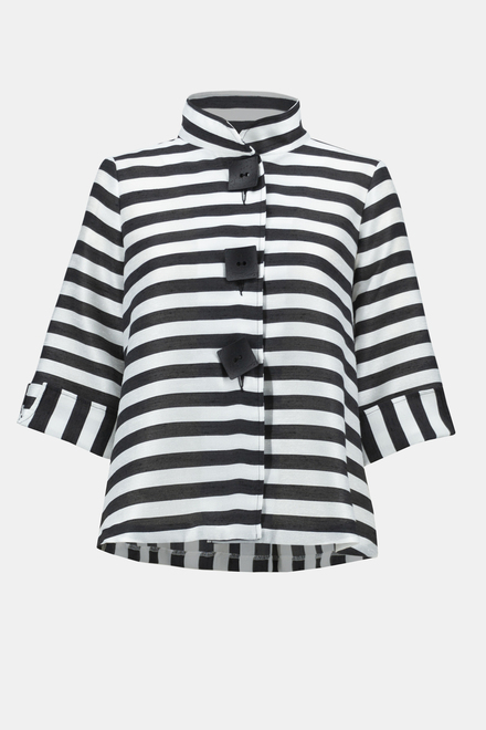 Square Button Striped Jacket Style 241253. Black/off White. 4