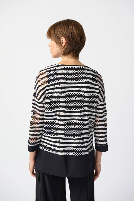Striped Knit Crochet Top Style 241255. Black/white. 2
