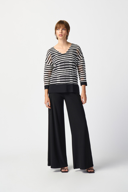 Striped Knit Crochet Top Style 241255. Black/white. 5