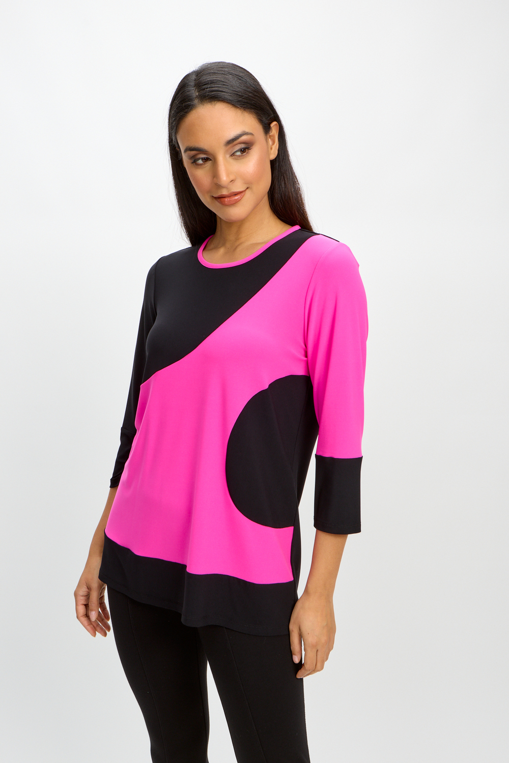 Two-Tone Colour-Blocked Top Style 241256. Black/ultra Pink