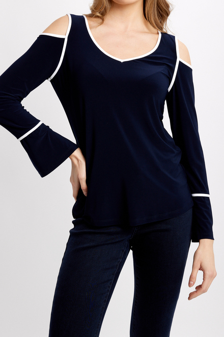 Open Shoulder Two-Tone Top Style 241257. Midnight Blue/vanilla. 3