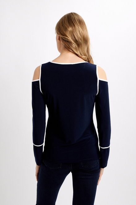 Open Shoulder Two-Tone Top Style 241257. Midnight Blue/vanilla. 2
