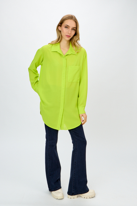 Textured &amp; Checkered Longline Top Style 241259. Key Lime. 4