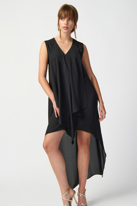 Asymmetric Pleated Tank Dress Style 241260. Black. 3