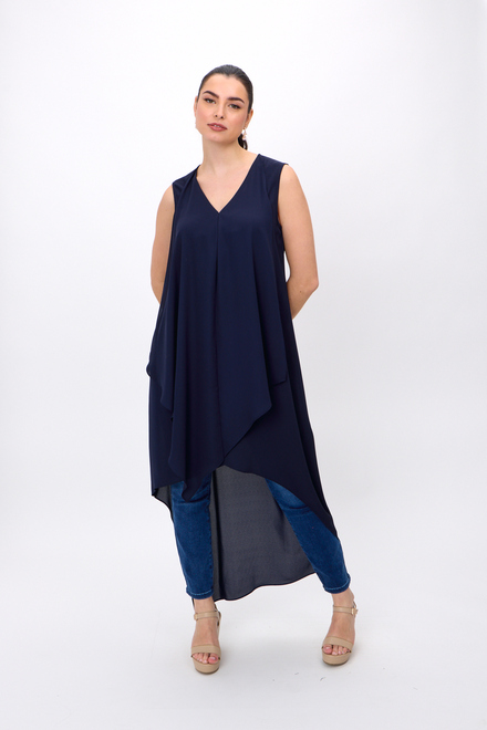 Asymmetric Pleated Tank Dress Style 241260. Midnight Blue. 5
