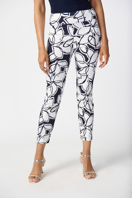 Floral Print Two-Tone Pants Style 241270. Midnight Blue/vanilla. 3