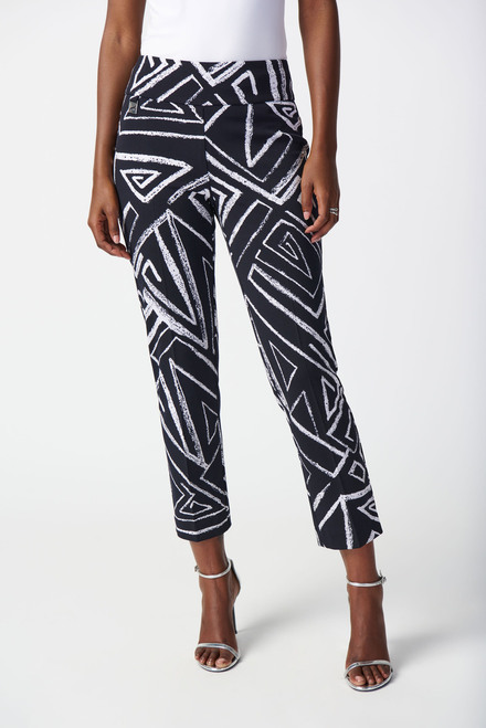 Abstract Print Cropped Pants Style 241271. Midnight Blue/vanilla. 2