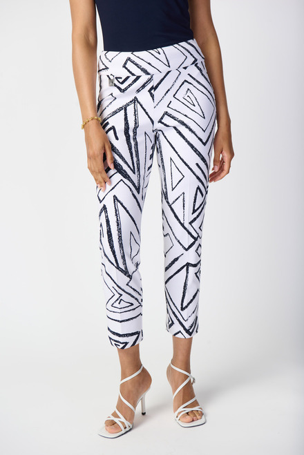 Abstract Print Cropped Pants Style 241271. Vanilla/midnight Blue. 3