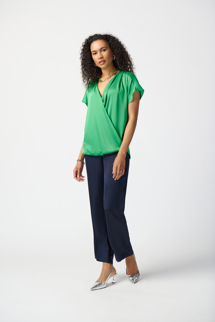 Wrap Front Satin Top Style 241278. Island Green. 4