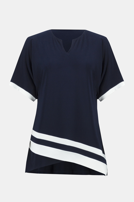 T-shirt asym&eacute;trique, bandes bicoloures mod&egrave;le 241279. Bleu Minuit/vanille. 6