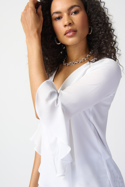 Draped Sleeve V-Neck Top Style 241283. Off White. 2