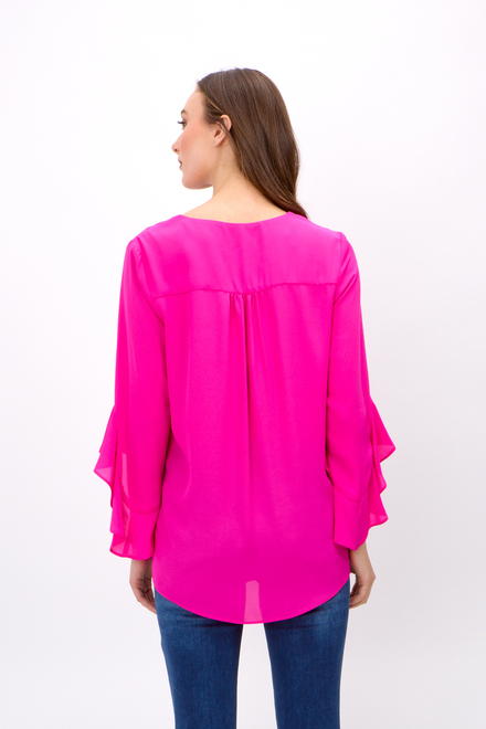 Draped Sleeve V-Neck Top Style 241283. Ultra Pink. 2