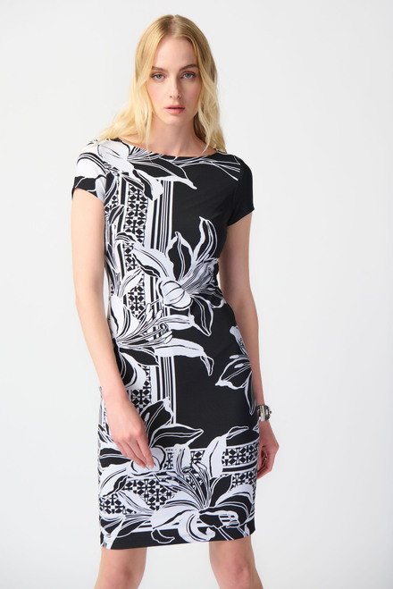 Two-Tone Printed Shirt Dress Style 241284. Black/vanilla. 2