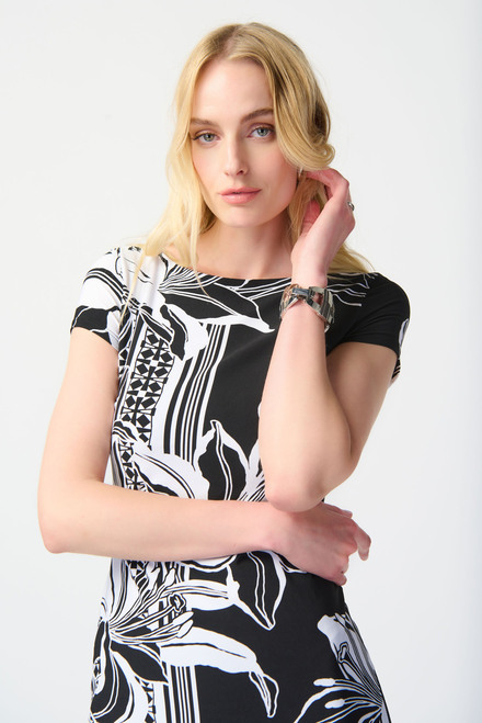 Two-Tone Printed Shirt Dress Style 241284. Black/vanilla. 3