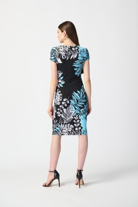 Leaf Print Wrap Front Dress Style 241287. Black/multi. 3