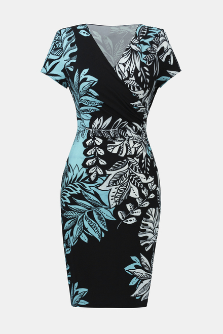 Leaf Print Wrap Front Dress Style 241287. Black/multi. 5