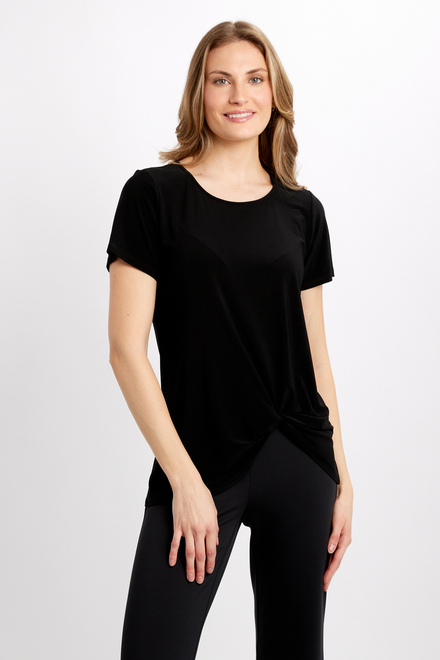 Scoop Neck Long T-Shirt Style 241290. Black