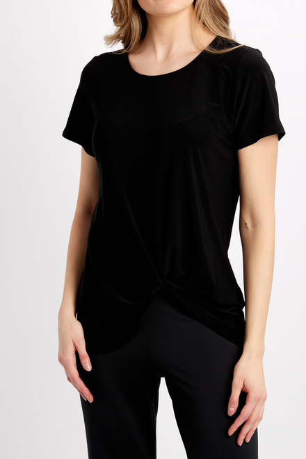 Scoop Neck Long T-Shirt Style 241290. Black. 2