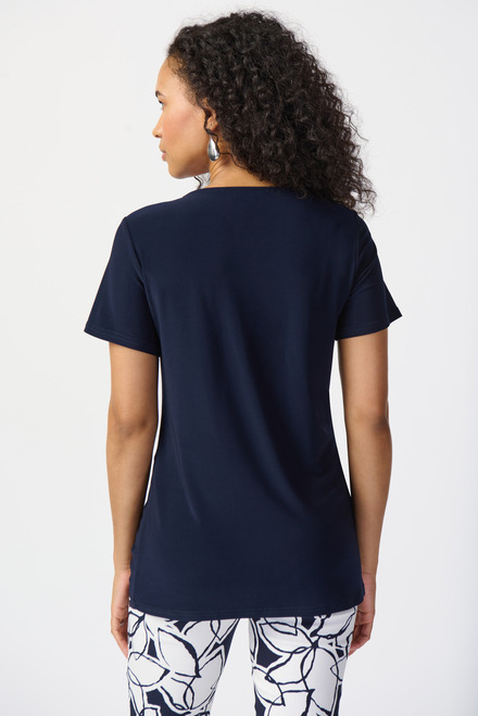 Scoop Neck Long T-Shirt Style 241290. Midnight Blue. 2