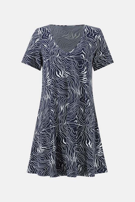 Wave Pattern Flared Dress Style 241293. Midnight Blue/vanilla. 6