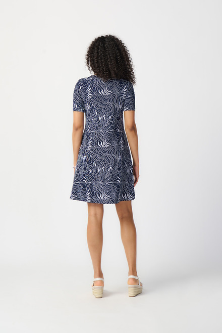 Wave Pattern Flared Dress Style 241293. Midnight Blue/vanilla. 3