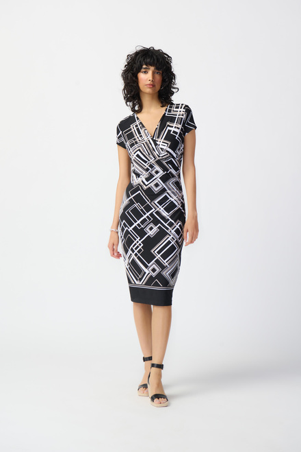 Abstract Check Print Midi Dress Style 241295. Black/multi. 4