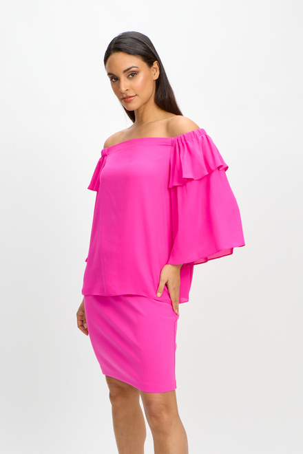 Flounce Sleeve Off-Shoulder Top Style 241305. Ultra Pink. 4