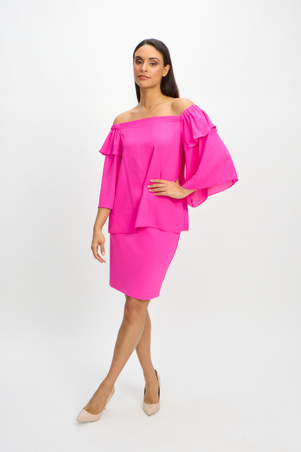 Flounce Sleeve Off-Shoulder Top Style 241305. Ultra Pink. 5