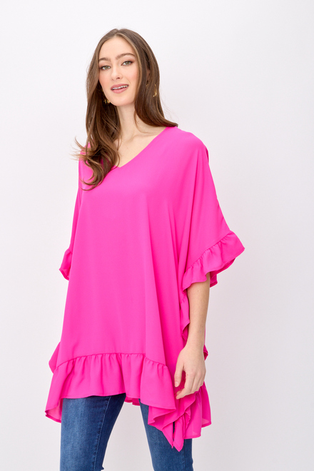 Ruffle Sleeve Oversized Top Style 241311. Ultra Pink. 3