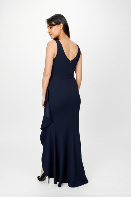 Ruffle Detail Slit Dress Style 241700. Midnight Blue. 2