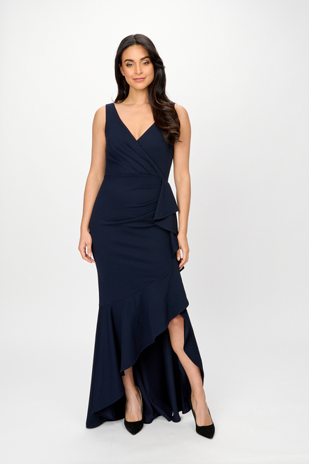 Ruffle Detail Slit Dress Style 241700. Midnight Blue. 5