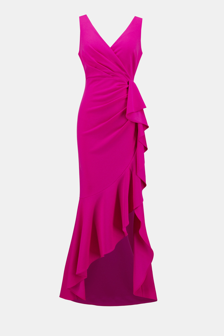 Ruffle Detail Slit Dress Style 241700. Shocking Pink. 4