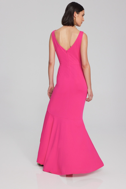 Ruffle Detail Slit Dress Style 241700. Shocking Pink. 2