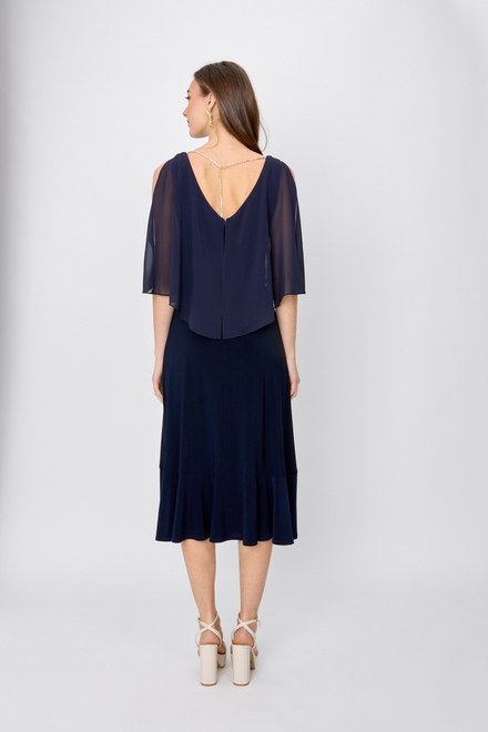 Dual Fabric Ruffled Dress Style 241706. Midnight Blue. 6