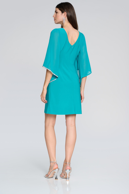 Dress, shiny 3/4 sleeves Model 241709. Ocean Blue. 2