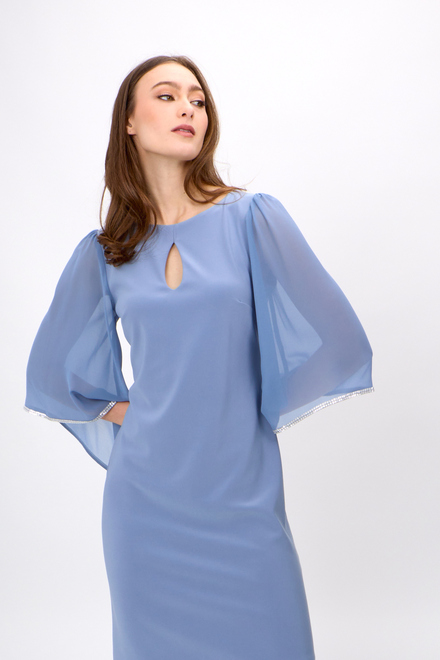 Dress, shiny 3/4 sleeves Model 241709. Serenity Blue. 4
