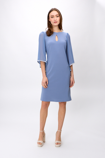 Dress, shiny 3/4 sleeves Model 241709. Serenity Blue. 5
