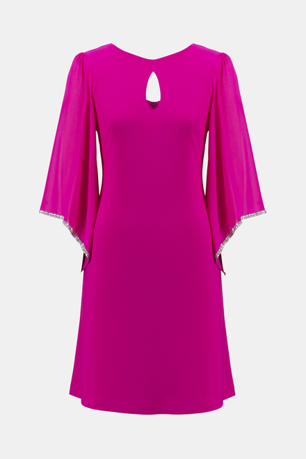 Dress, shiny 3/4 sleeves Model 241709. Shocking Pink. 4