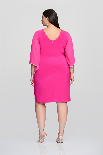 Dress, shiny 3/4 sleeves Model 241709. Shocking Pink. 6