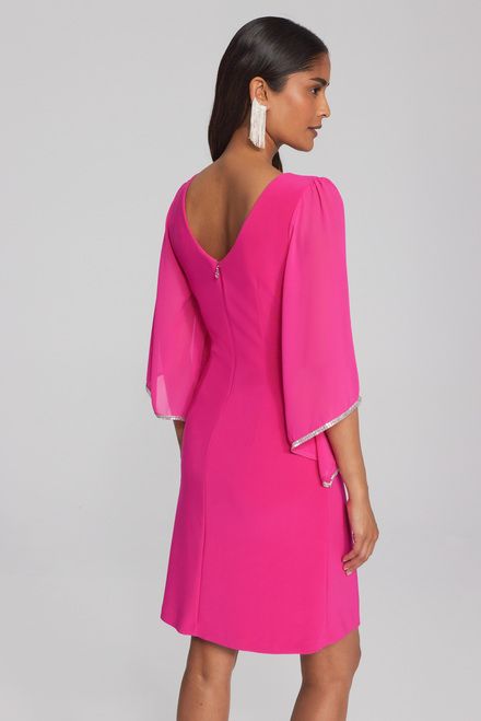 Dress, shiny 3/4 sleeves Model 241709. Shocking Pink. 2